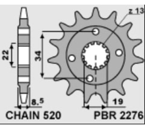 Pignon PBR acier standard 2276 - 520 - 1077628003