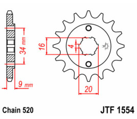 Pignon JT SPROCKETS acier standard 1554 - 520