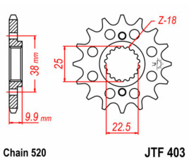 Pignon JT SPROCKETS acier standard 403 - 520