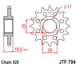 Pignon JT SPROCKETS acier anti-bruit 704 - 525 - 1074291003