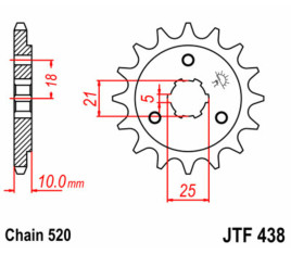 Pignon JT SPROCKETS acier standard 438 - 520