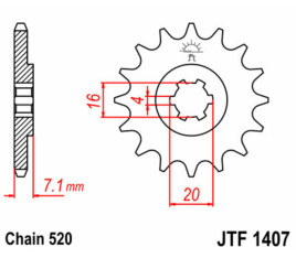 Pignon JT SPROCKETS acier standard 1407 - 520