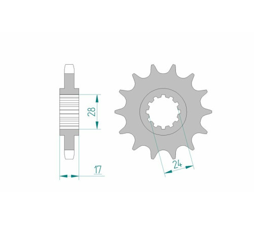 Pignon AFAM acier standard 20504 - 530