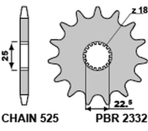 Pignon PBR acier standard 2332 - 525 - 1077637002