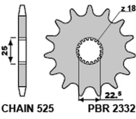 Pignon PBR acier standard 2332 - 525