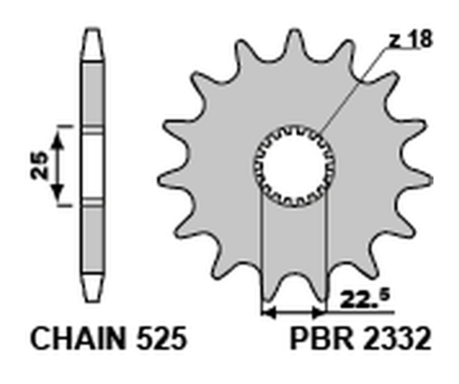 Pignon PBR acier standard 2332 - 525