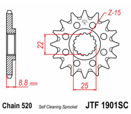 Pignon JT SPROCKETS acier anti-boue 1901 - 520