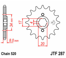 Pignon JT SPROCKETS acier standard 287 - 520