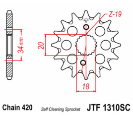 Pignon JT SPROCKETS acier anti-boue 1310 - 420