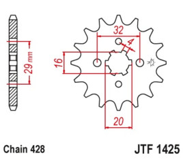 Pignon JT SPROCKETS 15 dents acier standard pas 428 type 1425