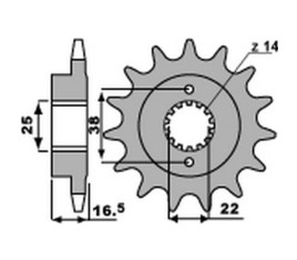 Pignon PBR acier standard 2205 - 525 - 1077612001