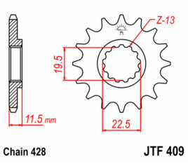 Pignon JT SPROCKETS acier standard 409 - 428