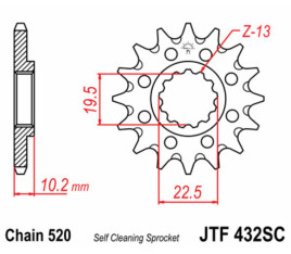 Pignon JT SPROCKETS acier anti-boue 432 - 520