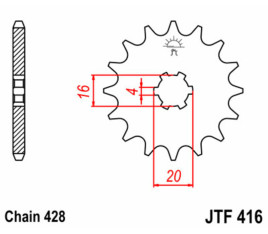 Pignon JT SPROCKETS acier standard 416 - 428