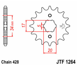 Pignon JT SPROCKETS acier standard 1264 - 428