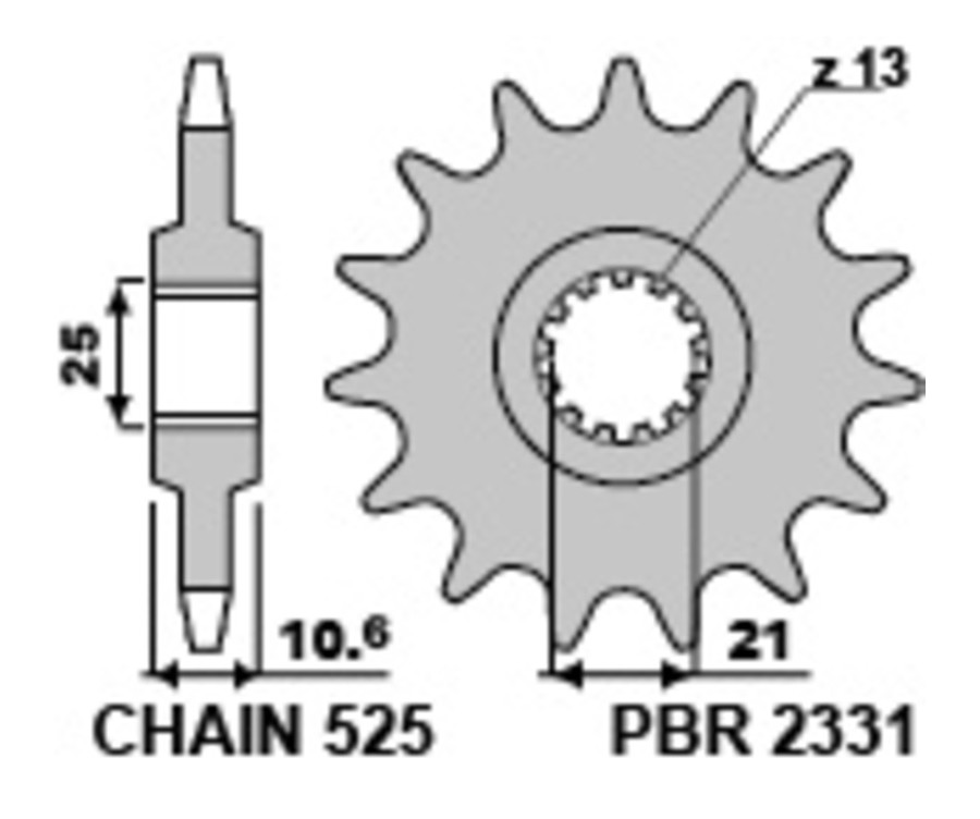 Pignon PBR acier standard 2331 - 525