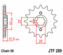 Pignon JT SPROCKETS acier standard 289 - 530 - 1077330001