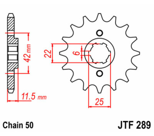 Pignon JT SPROCKETS acier standard 289 - 530 - 1077330001