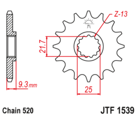 Pignon JT SPROCKETS acier anti-bruit 1539-520