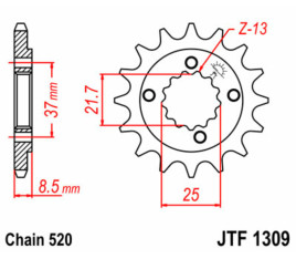 Pignon JT SPROCKETS acier standard 1309 - 520