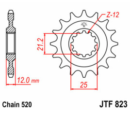 Pignon JT SPROCKETS acier standard 823 - 520