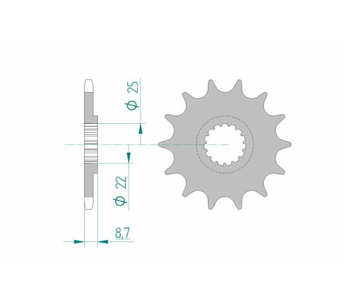 Pignon AFAM acier anti-boue 73301 - 520 - 1077137001