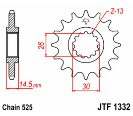 Pignon JT SPROCKETS acier standard 1332 - 525