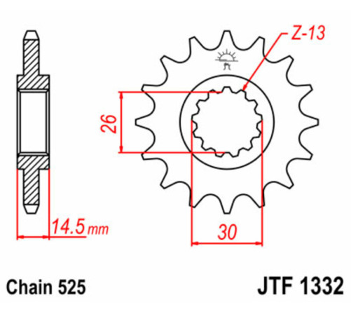 Pignon JT SPROCKETS acier standard 1332 - 525 - 1077233004