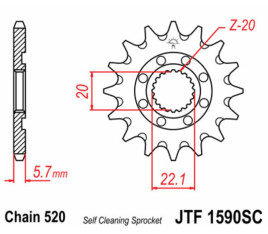 Pignon JT SPROCKETS acier anti-boue 1590 - 520