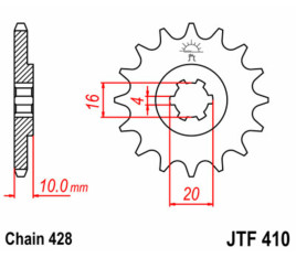 Pignon JT SPROCKETS acier standard 410 - 428