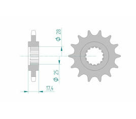 Pignon AFAM acier standard 91800 - 525