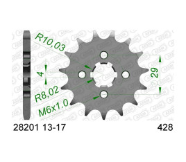 Pignon AFAM acier standard 28201 - 428 - 1076620002