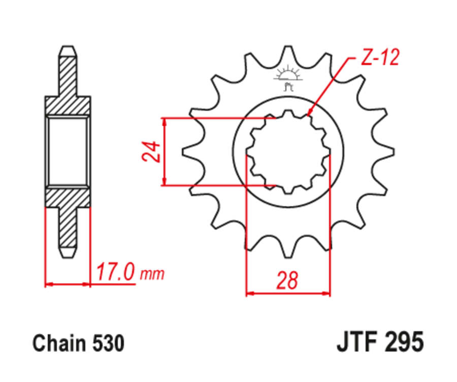 Pignon JT SPROCKETS acier anti-bruit 295 - 525