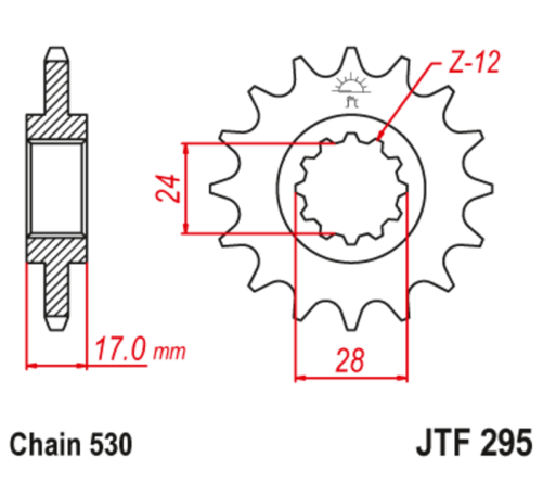 Pignon JT SPROCKETS acier anti-bruit 295 - 525 - 1126795001