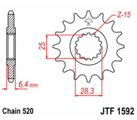 Pignon JT SPROCKETS acier standard 1592 - 520