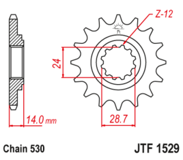 Pignon JT SPROCKETS acier anti-bruit 1529 - 525 - 1126789001