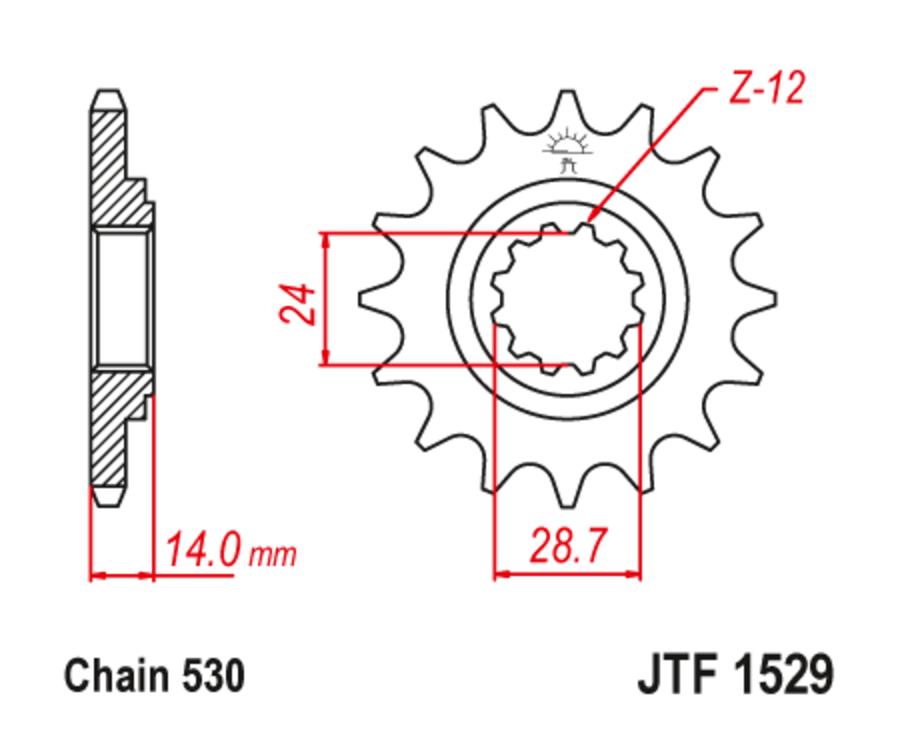 Pignon JT SPROCKETS acier anti-bruit 1529 - 525