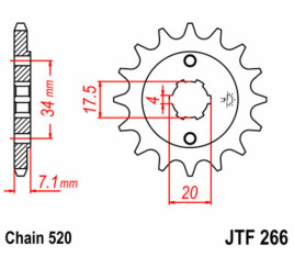 Pignon JT SPROCKETS acier standard 266 - 520