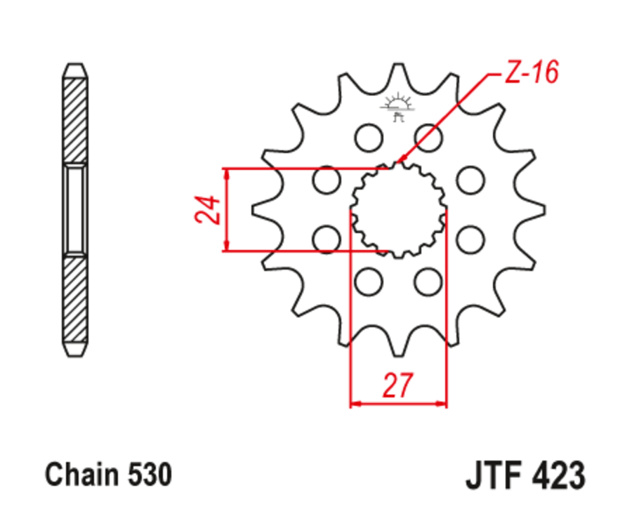 Pignon JT SPROCKETS acier anti-bruit 423 - 530