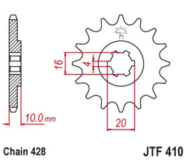 Pignon JT SPROCKETS acier standard 410 - 428