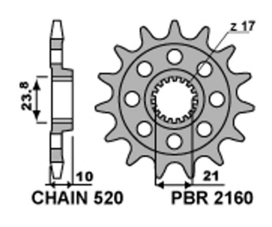 Pignon PBR acier standard 2160 - 520