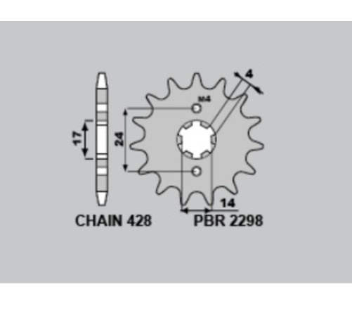 Pignon PBR acier standard 2298 - 428 - 1122396001