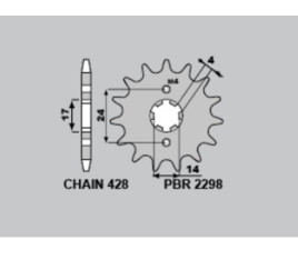 Pignon PBR acier standard 2298 - 428