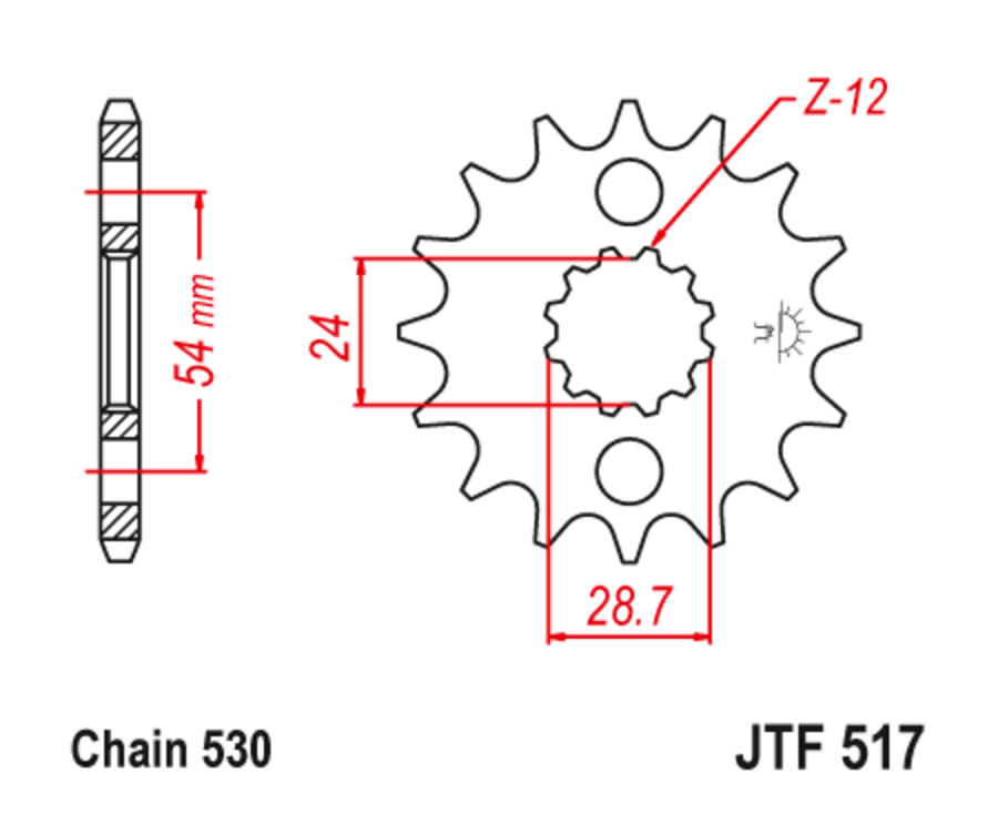 Pignon JT SPROCKETS acier anti-bruit 517 - 530