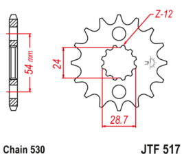 Pignon JT SPROCKETS acier anti-bruit 517 - 530