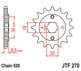 Pignon JT SPROCKETS acier standard 270 - 520