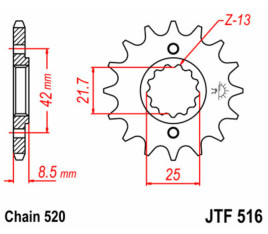 Pignon JT SPROCKETS acier standard 516 - 520