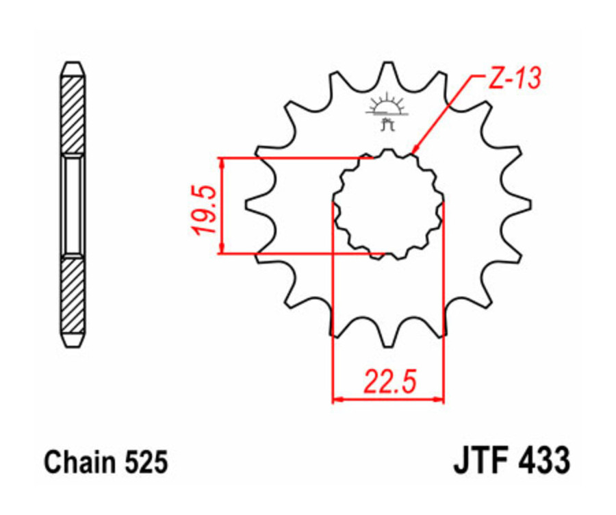 Pignon JT SPROCKETS acier standard 433 - 525