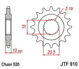 Pignon JT SPROCKETS acier standard 910 - 520