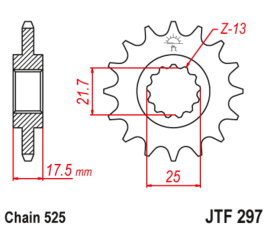 Pignon JT SPROCKETS acier anti-bruit 297 - 525 - 1126796001